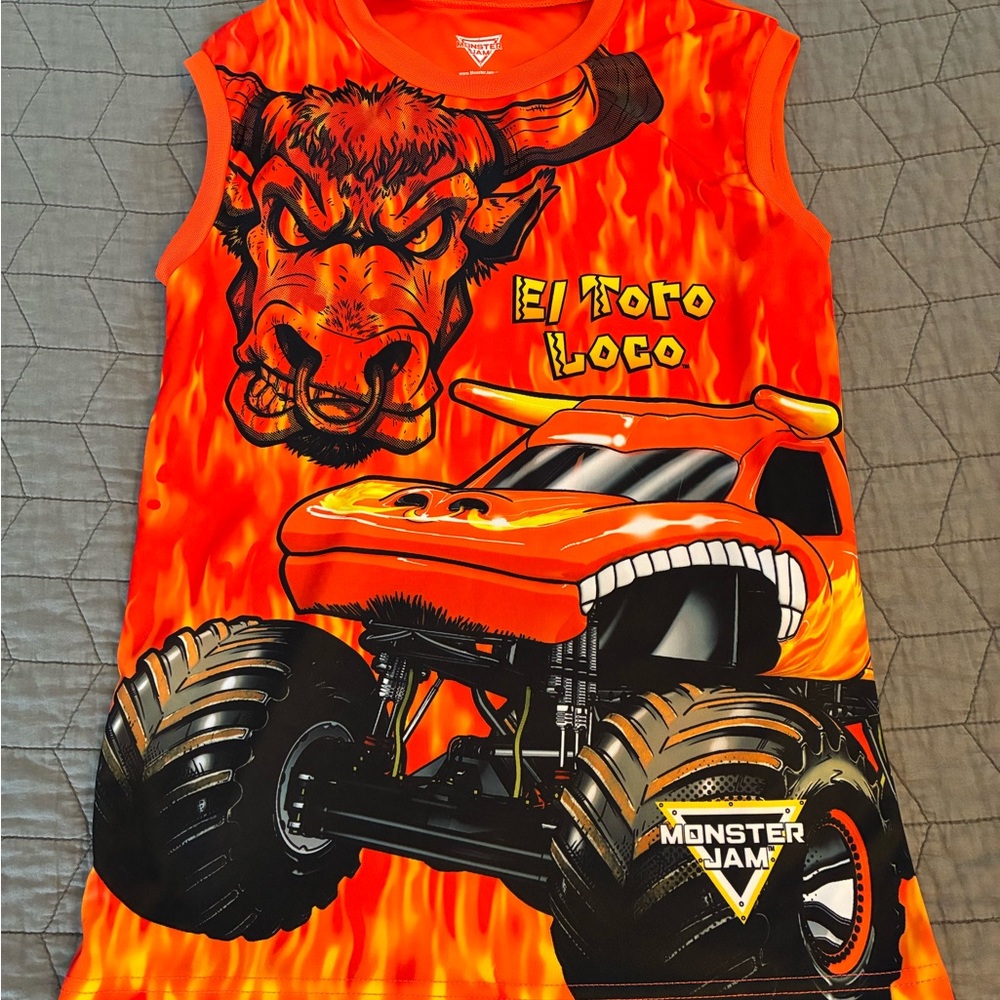 Monster Jam El Toro Loco Kids Tank Top - Fiery Orange